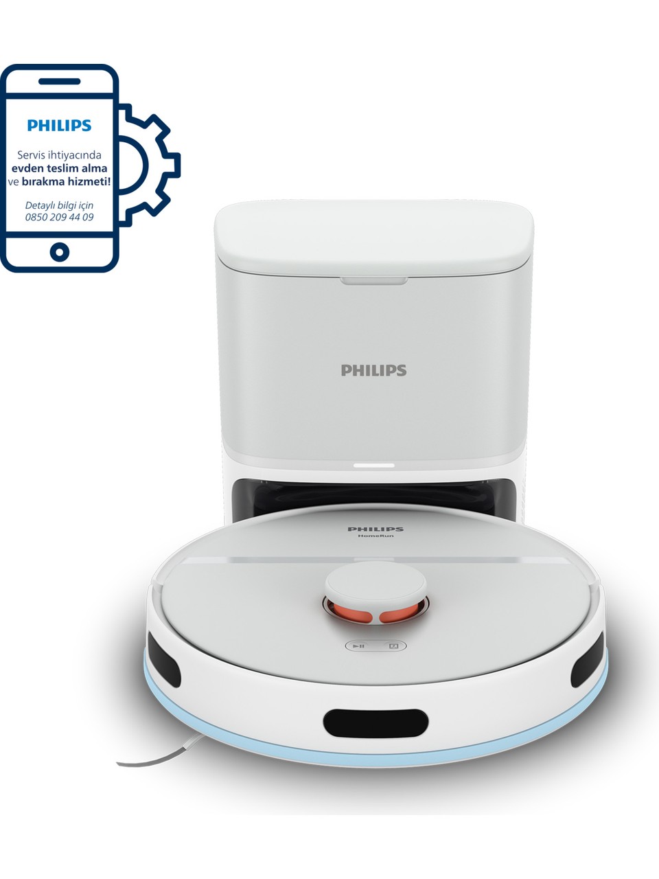Philips XU2100/20 2000 Serisi Islak Kuru Moplu İstasyonlu Robot Süpürge, HomeRun Uygulaması, LDS Radar Navigasyon, Beyaz,